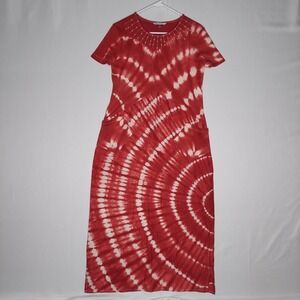 Debenhams Dress 14 Red Tie-Dye Pearl Beaded Coastal Shabby Chic Country‎